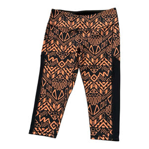 NOLA Teal Orange Print Capri Leggings Medium